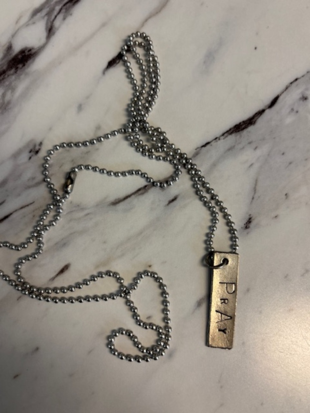 "Pray" Long Pendant Necklace